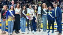 Students and administration pose for a photo of the 2025 Homecoming Court