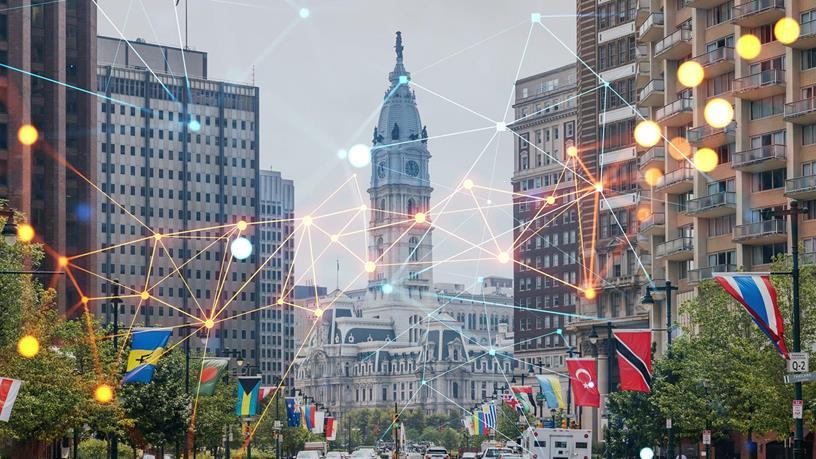 View of Philadelphia City Hall from Ben Franklin Parkway