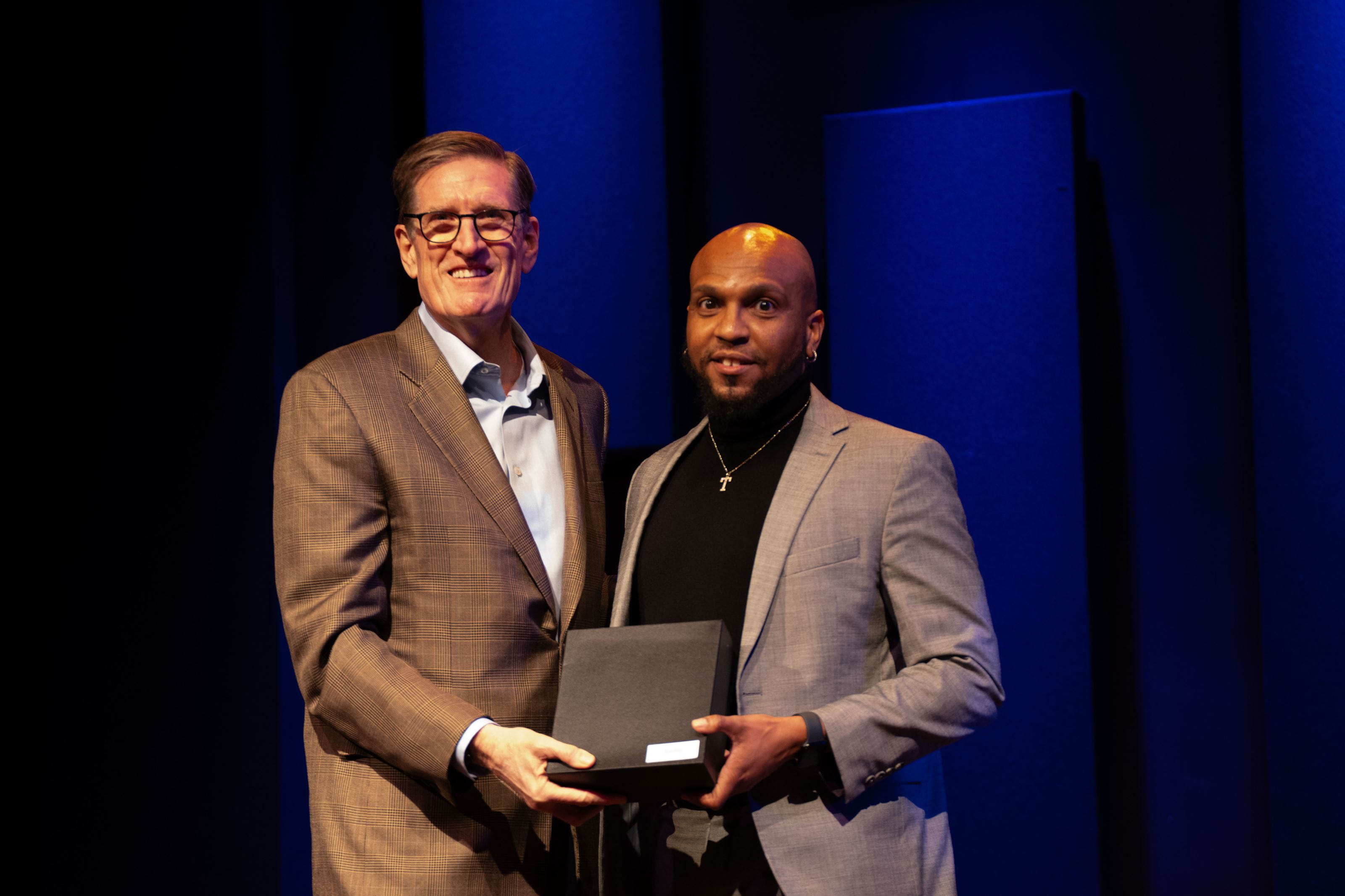 Terrance Harris with President O'Brien