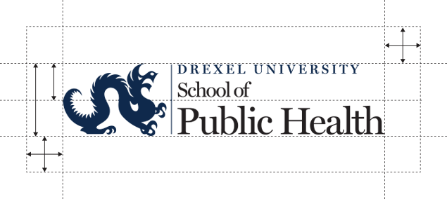 example of clear space around a Drexel University logo lockup