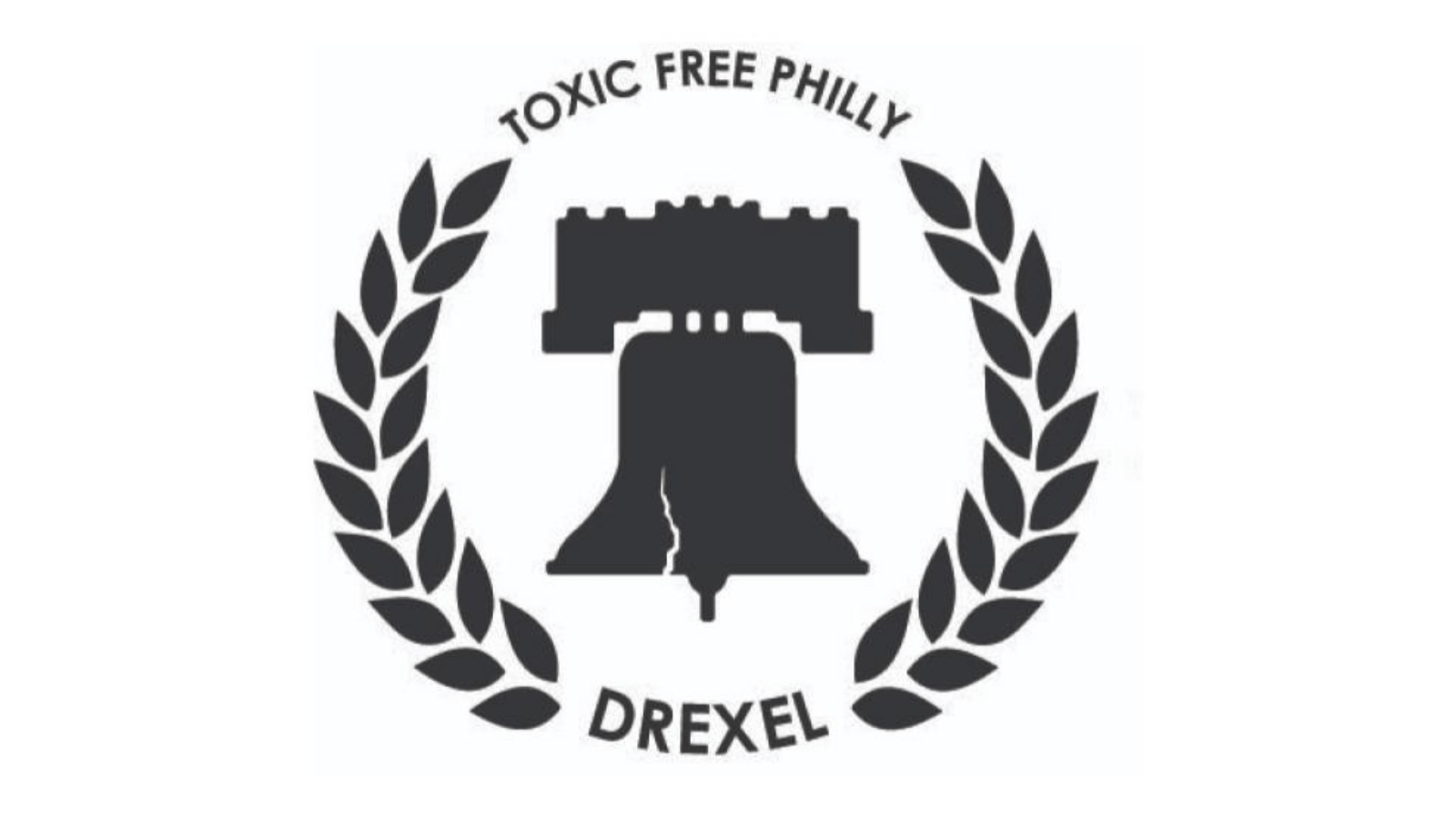 Black and white logo with liberty bell in the middle and leaves around the sides 