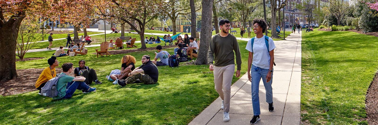 Drexel Students around Lancaster Walk