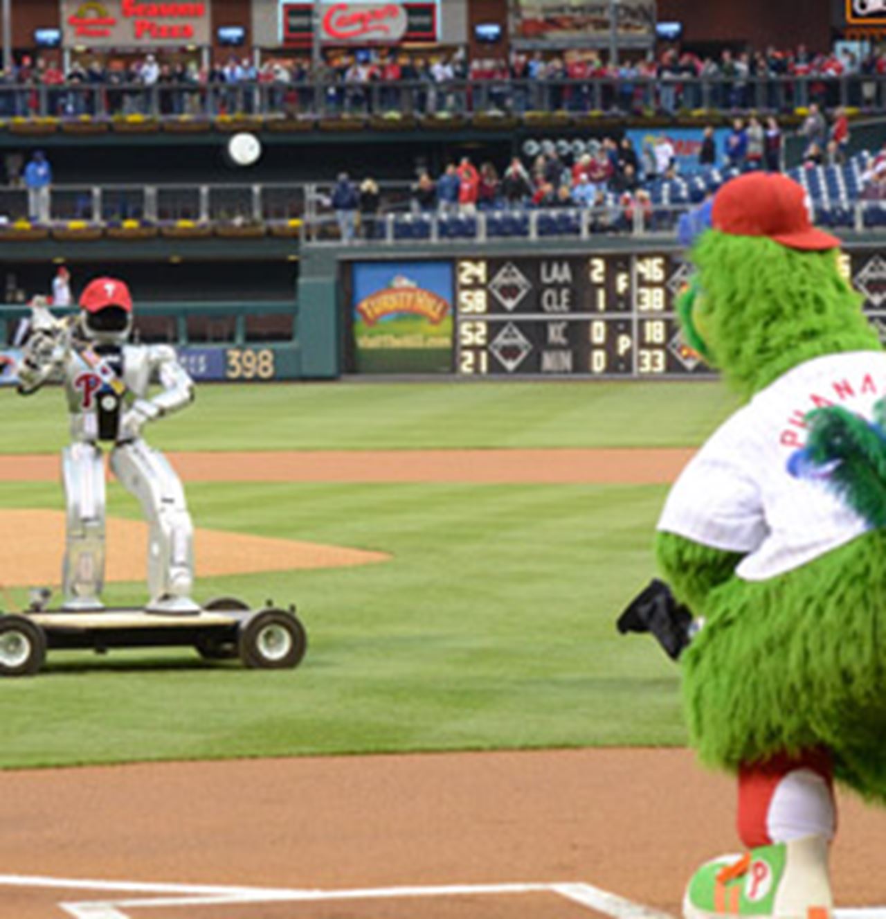 HUBO throws opening pitch 4-28-12
