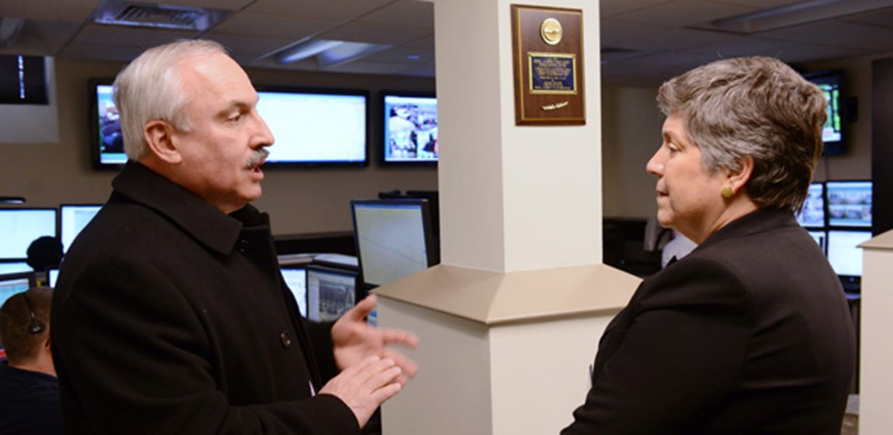 Secretary of Homeland Security Janet Napolitano Tours Drexel's Communications Center
