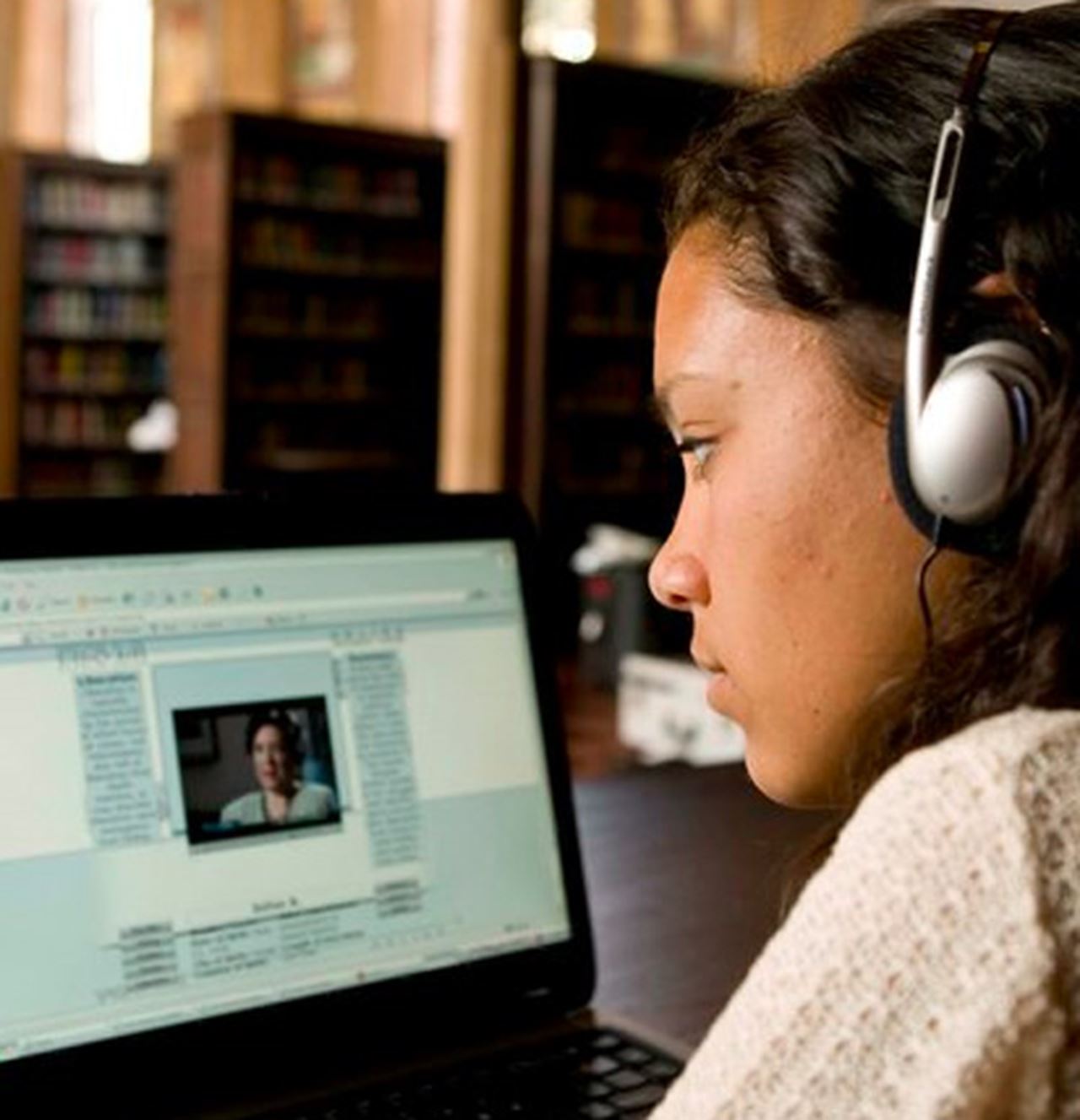 USC student accessing the Shoah Foundation's Visual History Archive