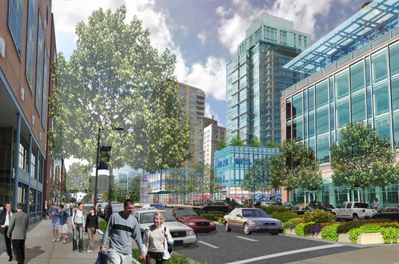 Rendering of some of the Innovation Neighborhood