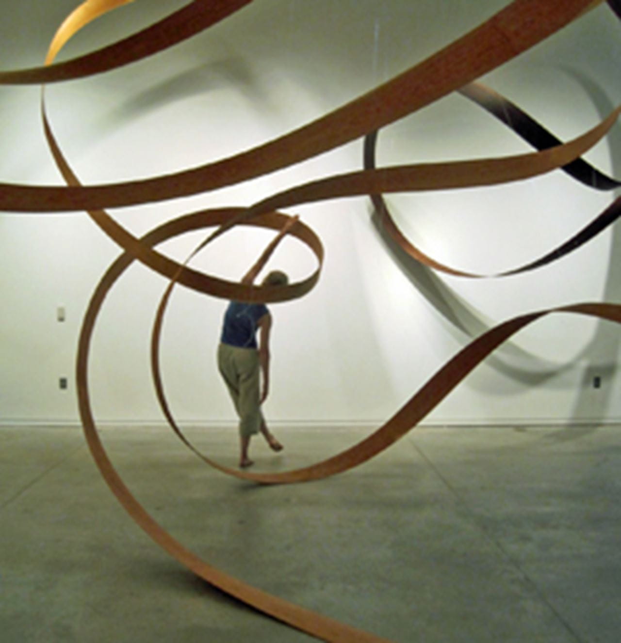 In “Splice,” audience members are invited to step into the installation, which was designed by the artist specifically for the Pearlstein Gallery.