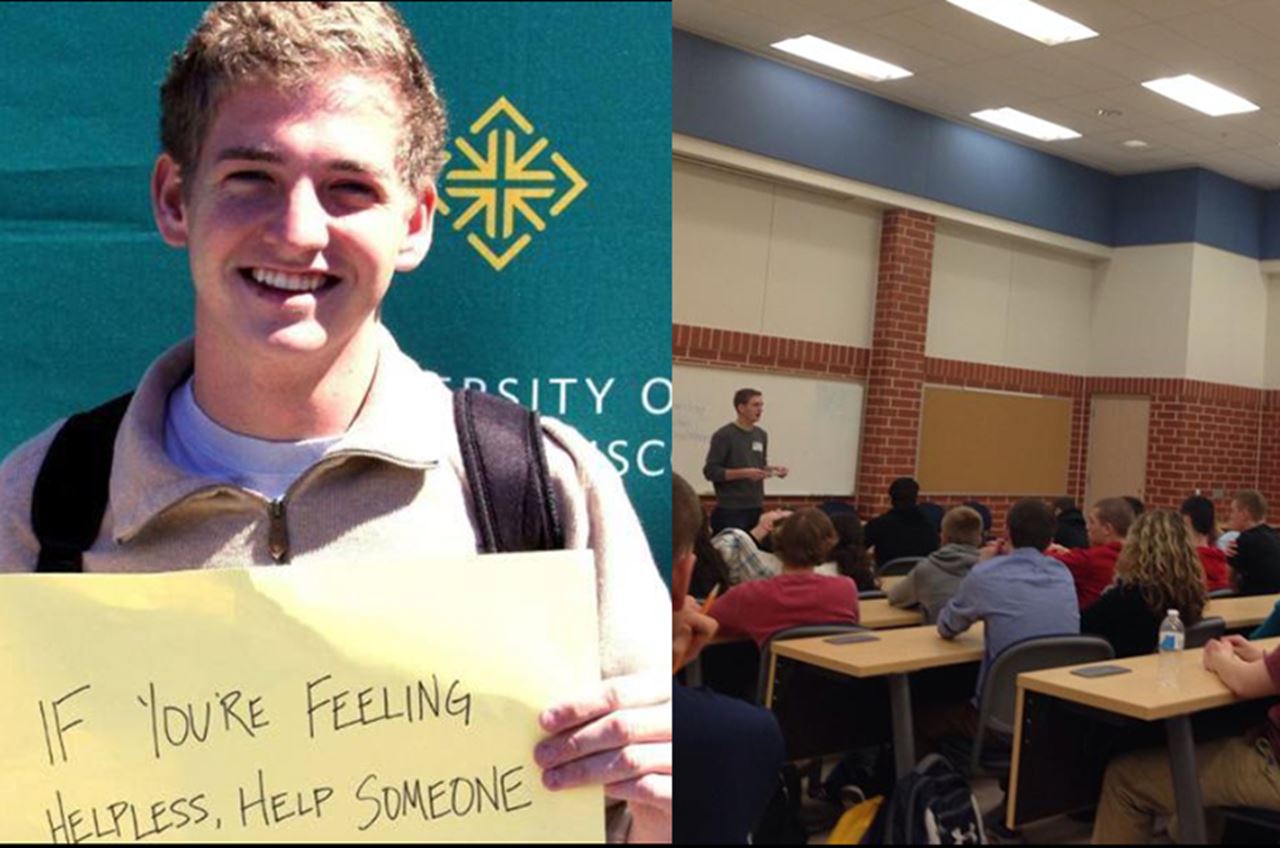 Drew Bergman speaking to a class