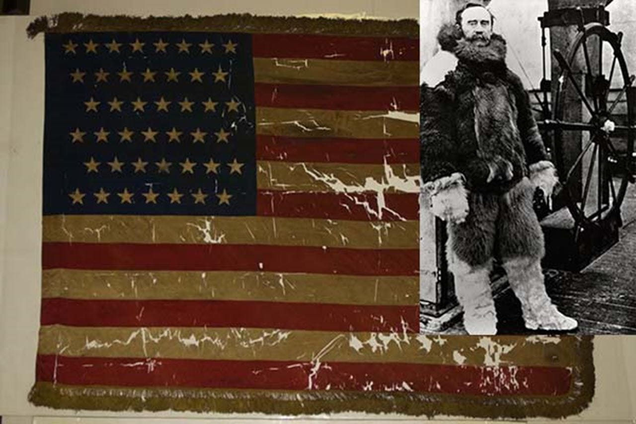 Robert Peary and his flag