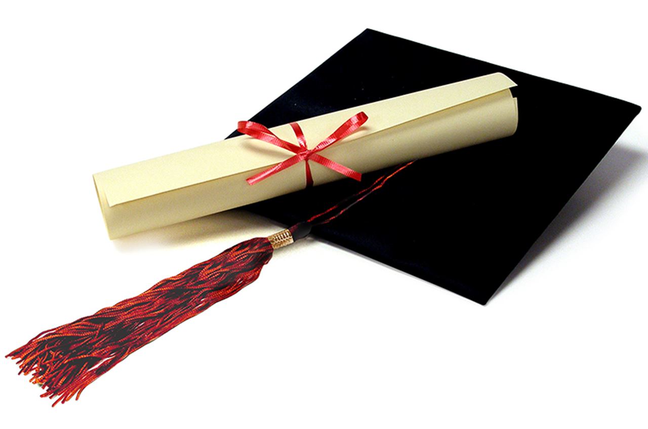 Graduation cap and diploma