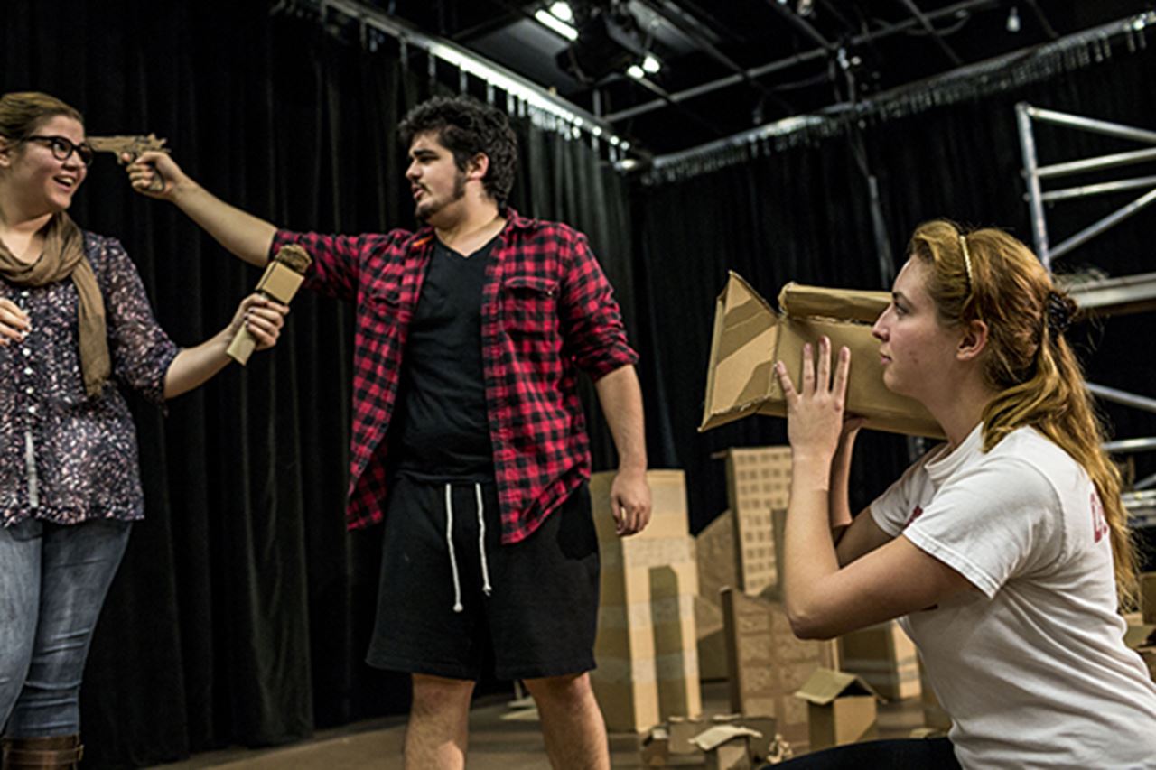 A scene from the Drexel Co-op Theatre Company's first production, "Godzilla."