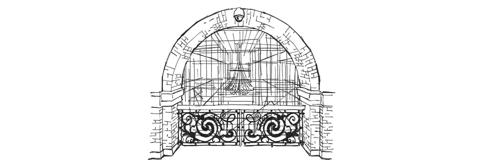 Student sketch of Main Building ceiling.