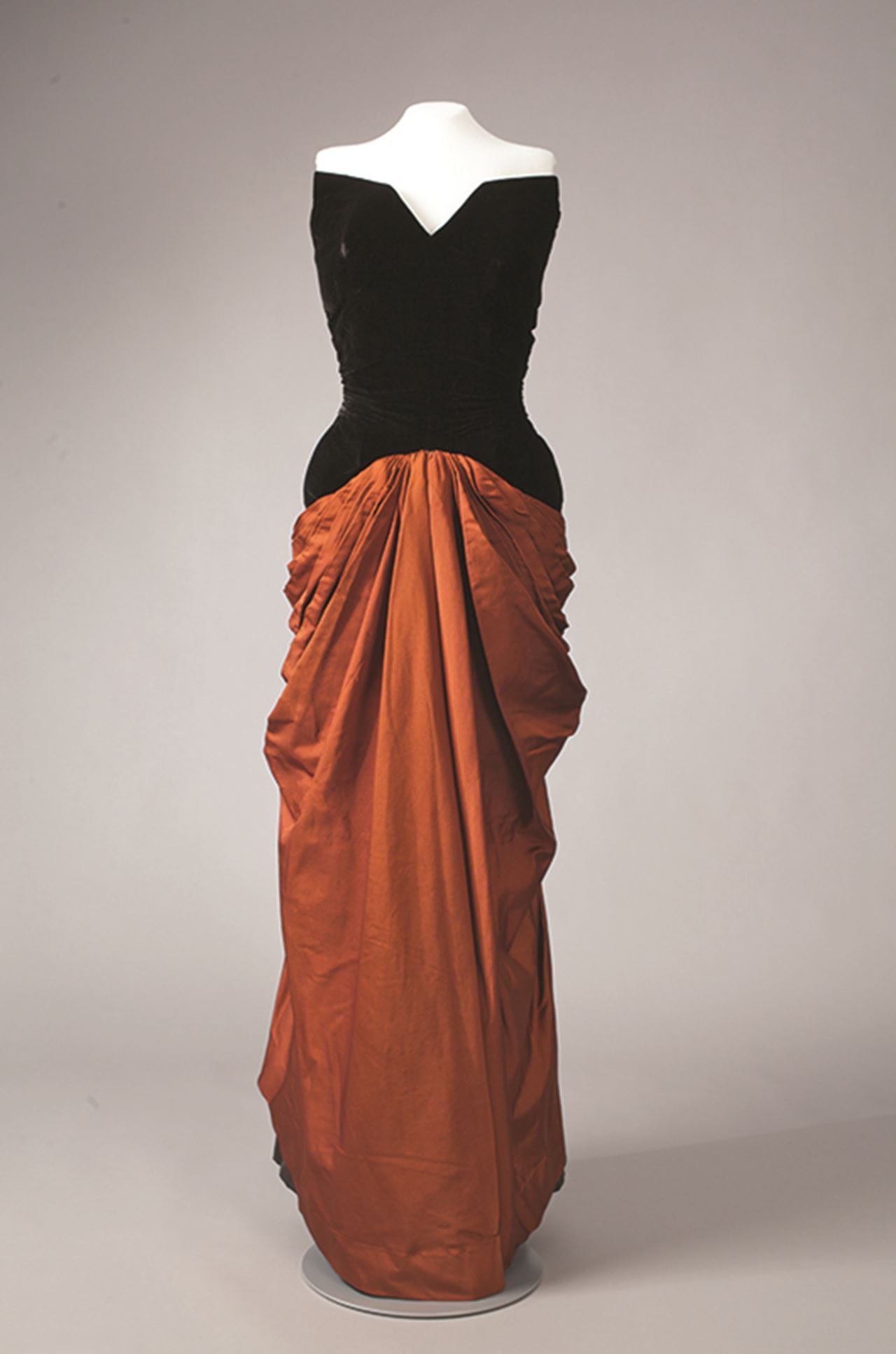 Charles James Bustle evening gown, circa 1948, USA, Gift of Mrs. William S. Paley. Photograph by Will Brown.