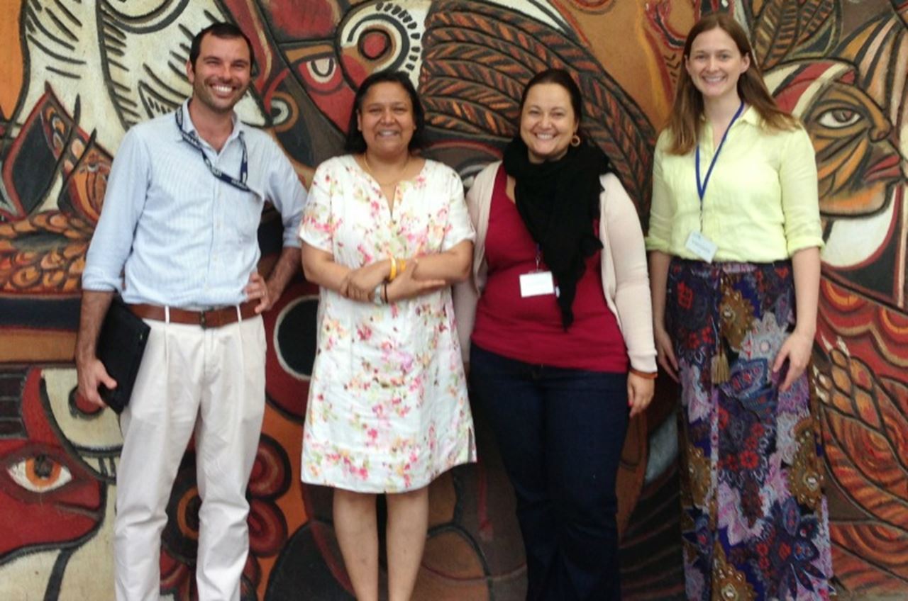 Massimiliano Sani (UNICEF Mozambique); Suruchi Sood; Francesca de Maria (PCI Media Impact); and Amy Henderson Riley at UNICEF Mozambique.
