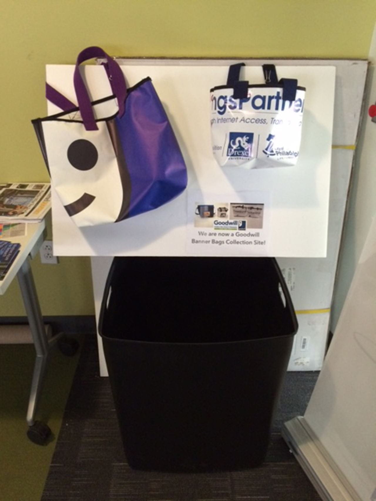 Examples of the bags made from old promotional material. 