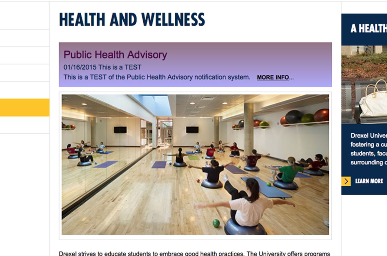 An example of what a public health alert might look like if Drexel's Public Health Advisory Committee (PHAC) issued one.