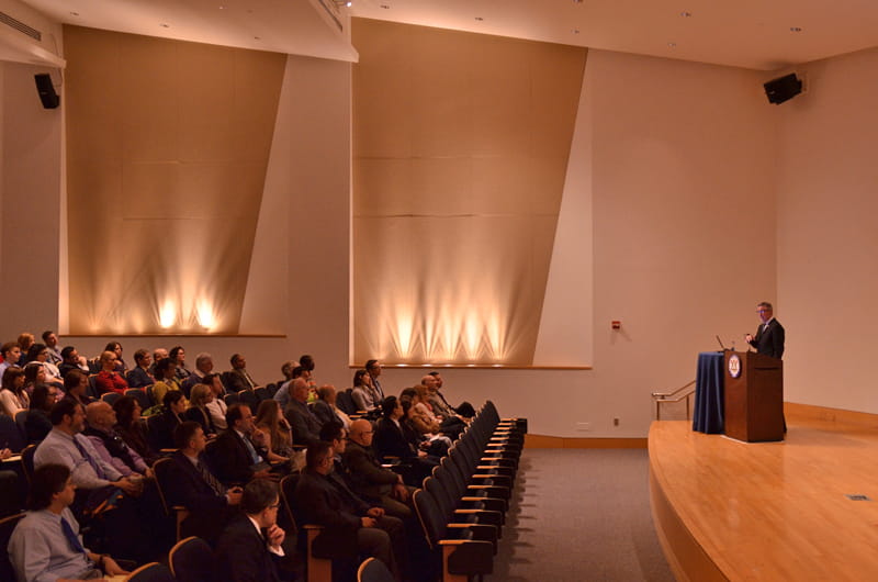 Approximately 200 faculty and professional staff members gathered for Fry's second town hall of 2015.