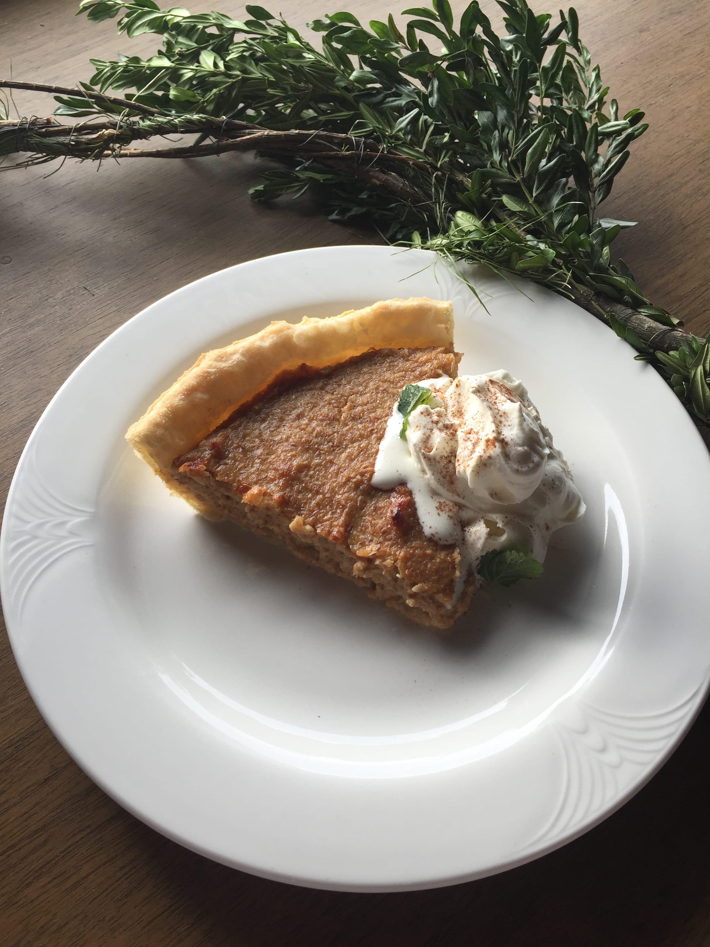 coconut custard pie with egg nog