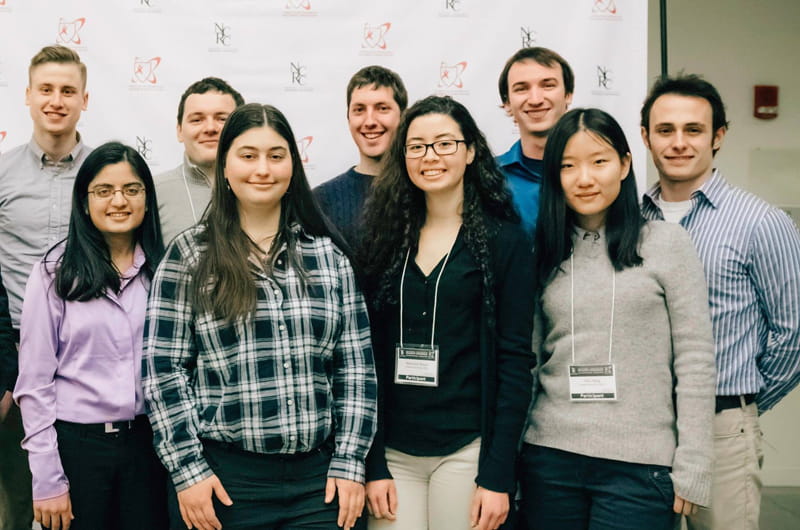 The nine Drexel students who went to the National Collegiate Research Conference. Back row (left to right), Anthony Abel, Burim Derveni, Jonathan Fink, Matthew Wiese and Evan Bissiri. Front row (left to right), Anjli Patel, Emily Ostrow, Maissoun Ksara and Yilin Yang.