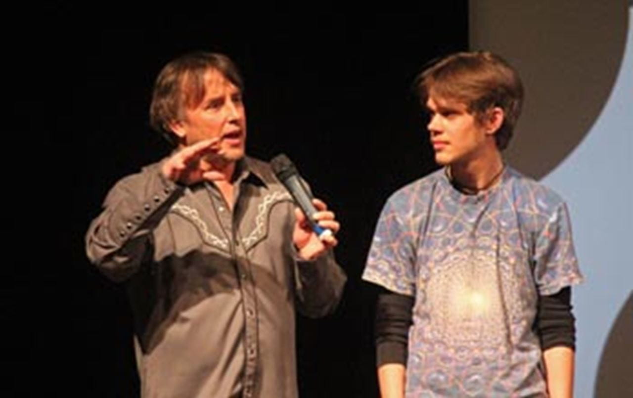 "Boyhood" director Richard Linklater with the film's young star, Ellar Coltrane