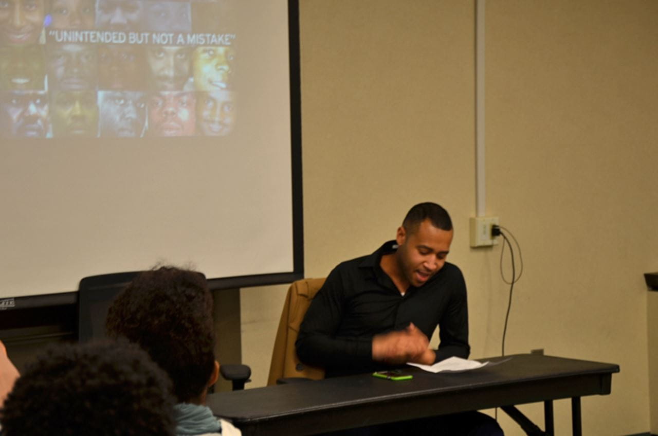 Lallen Johnson, PhD, Drexel criminology and justice studies professor, speaking during the #BlackLivesMatter panel.