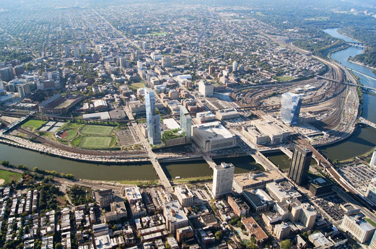 Aerial view of 30th Street District