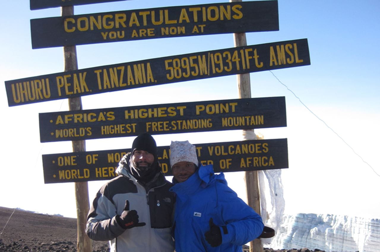 Ex-Navy corpsman and current Drexel student Chris Diaz with his guide Erick Ponera.
