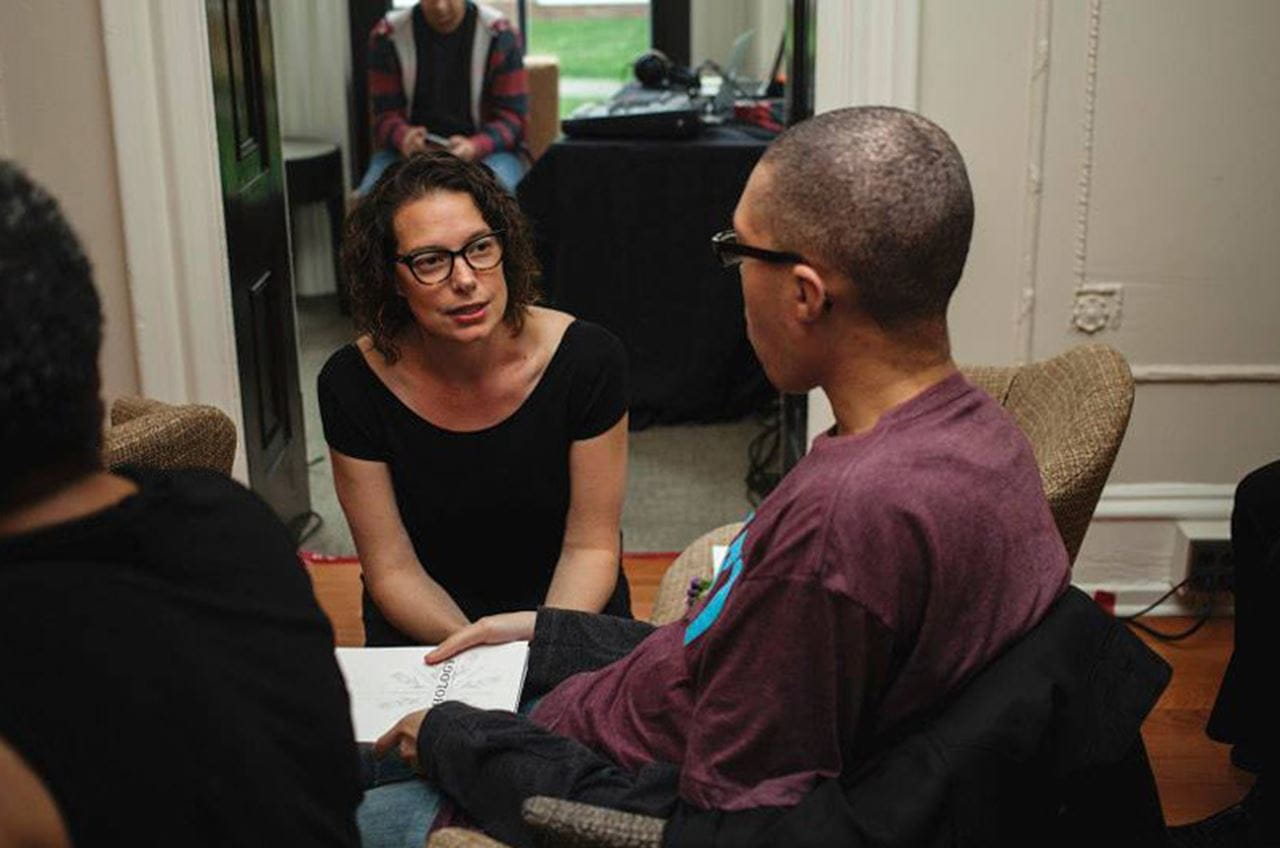 Rachel Wenrick, associate director of the University Writing Program: Strategic Initiatives, during an anthology release event at the Dornsife Center for Neighborhood Partnerships.
