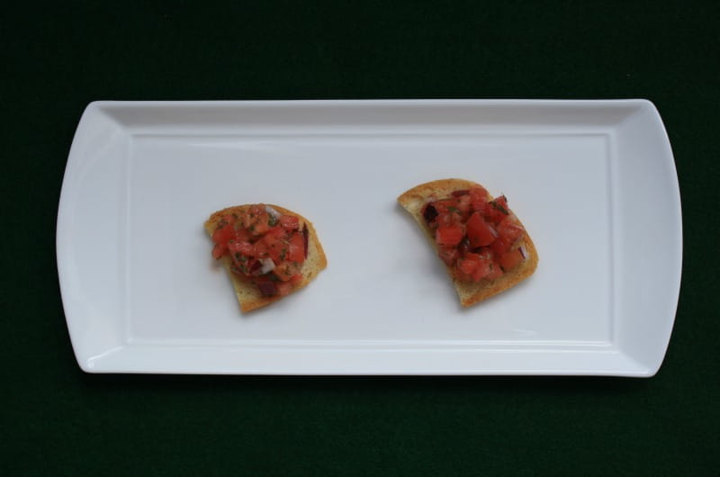 The mediocre bruschetta used in Jacob Lahne's study.