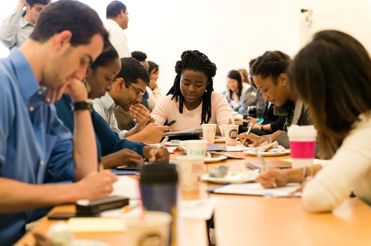 A group of students working on the last interdisciplinary health care training event in October. Courtesy of the Drexel Student Government Organization for the School of Public Health.