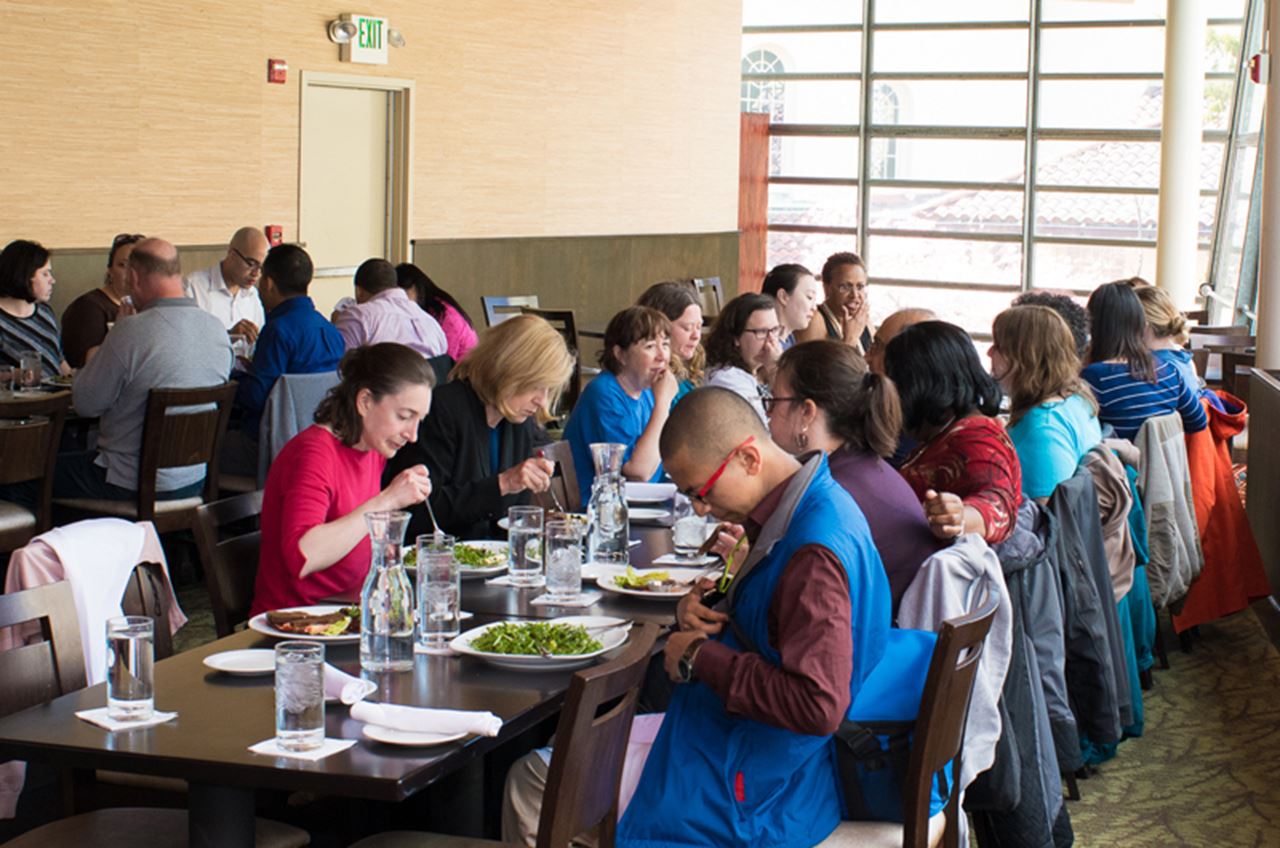 Drexel's University City Walking Club enjoying lunch at Harvest.