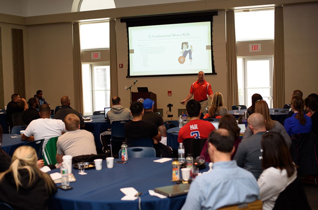 A presenter during Drexel's Sport and Exercise Science Clinic.