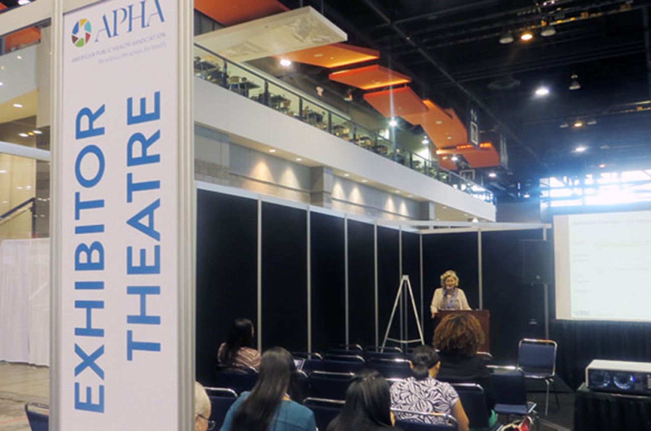 A presenter at the 2015 American Public Health Association's 143rd annual meeting and expo. Photo by Michael Late, courtesy of APHA.)