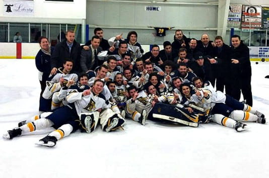 Drexel's men's ice hockey team after they captured their fifth ECHA championship in February.