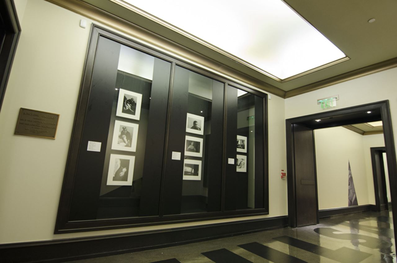 Photographs on display from Larry Clark's Tulsa series in the Rincliffe Gallery.