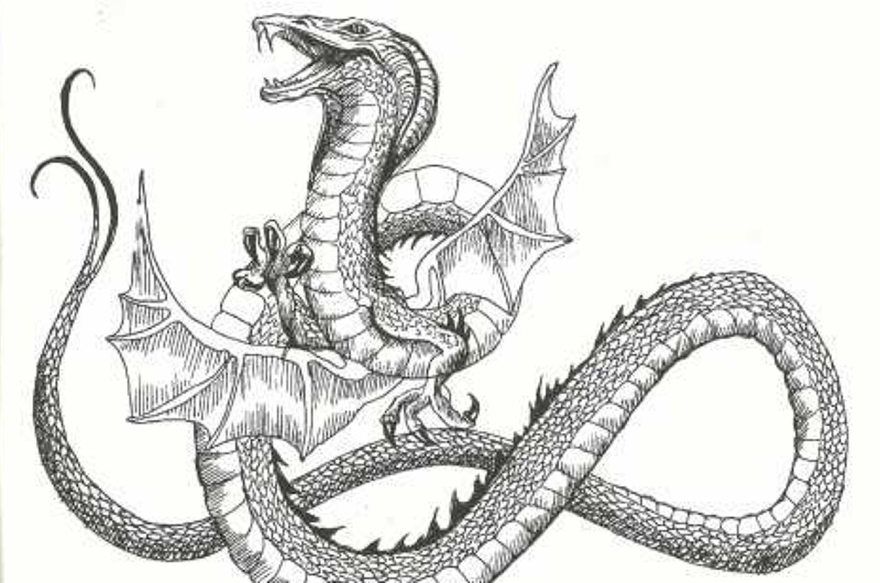 An illustration featured in "Death of a Pharaoh," done by Emily Charniga, a Westphal College of Media Arts & Design student. It depicts a "chaos snake."