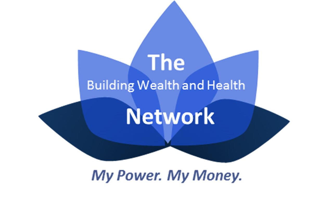 Lotus logo for The Building Wealth and Health Network with the tagline "My Power. My Money."