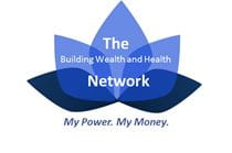 Lotus logo for The Building Wealth and Health Network with the tagline "My Power. My Money."