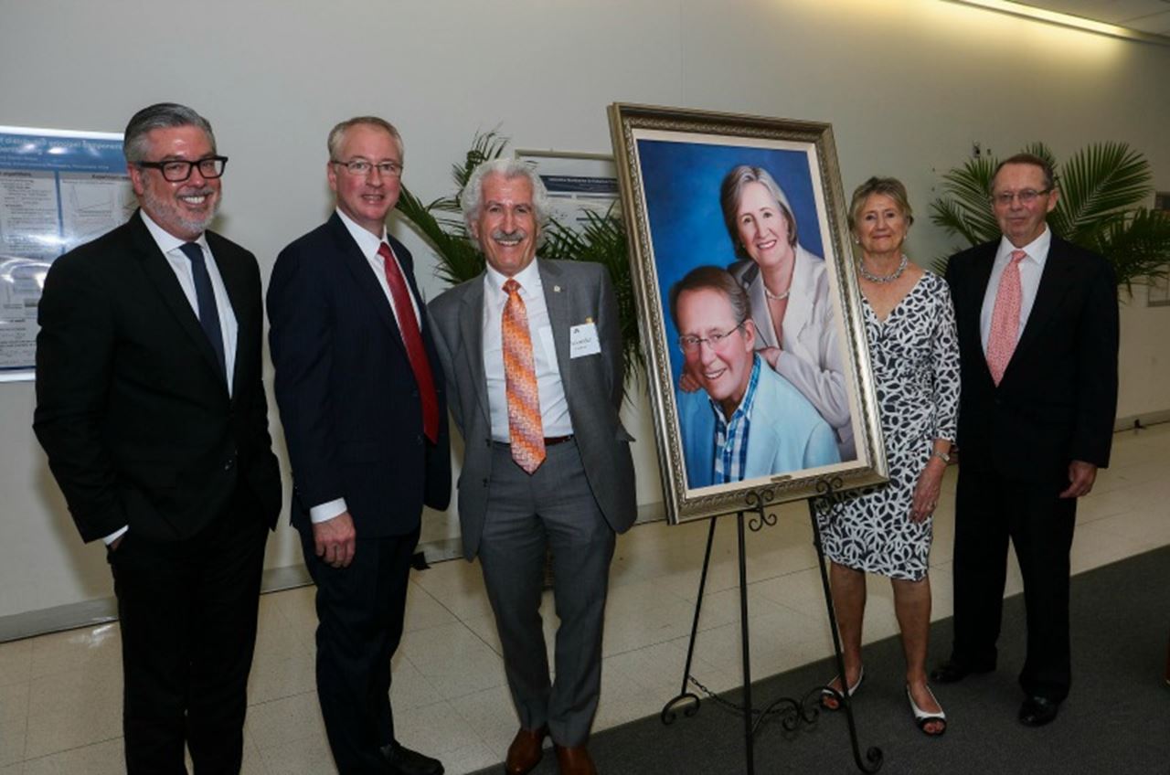 Pictured left to right: President John A. Fry, Dean Joe Hughes, Alexander Fridman, Christel Nyheim and John Nyheim.