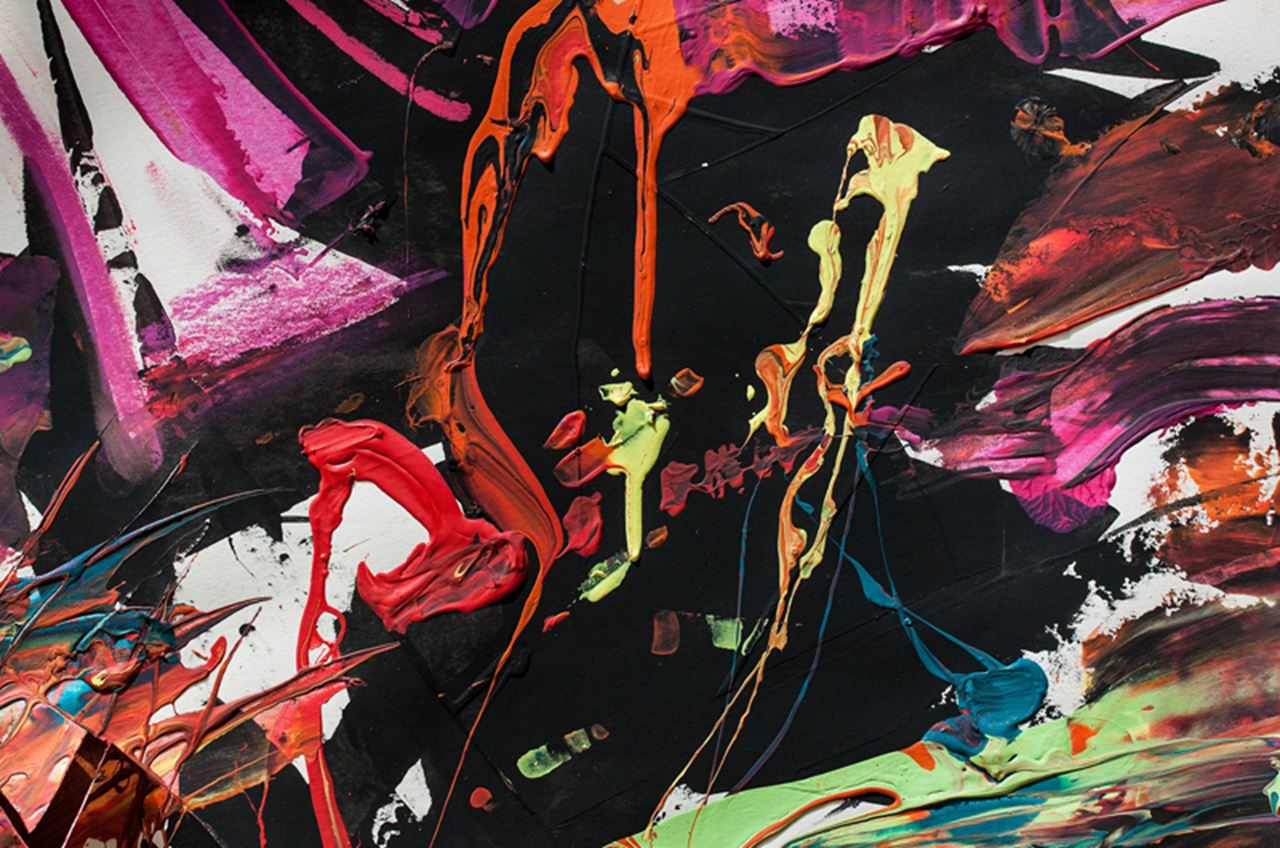 a mixture of painted colors