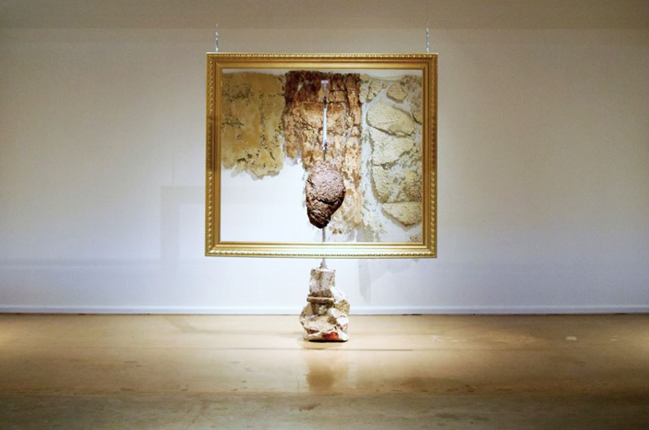 Jesse Krimes' Deus ex Machina exhibition will be on display at the Leonard Pearlstein Gallery through March 13. Photo credit: Sarah Bloom.