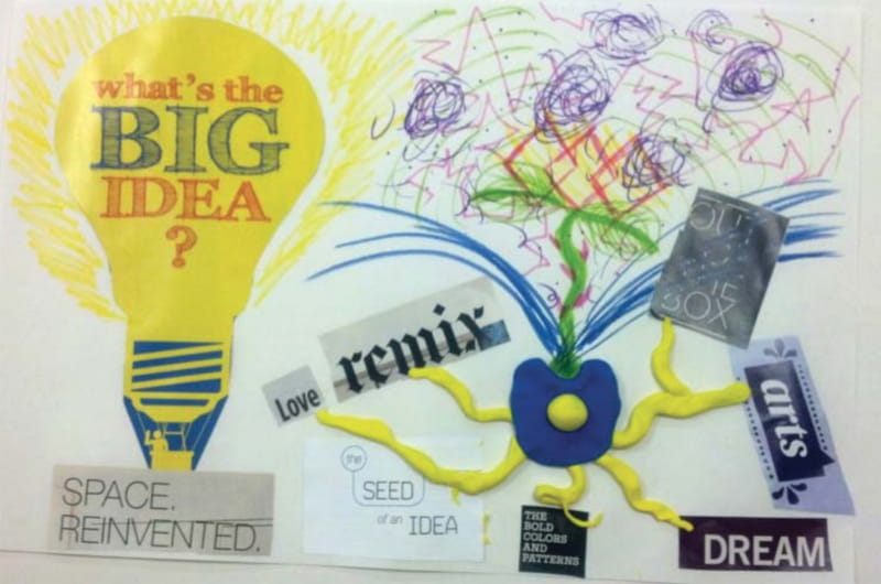 A collage the participant made that he titled, "The Evolution of a Seed of an Idea." Courtesy of Girija Kaimal.