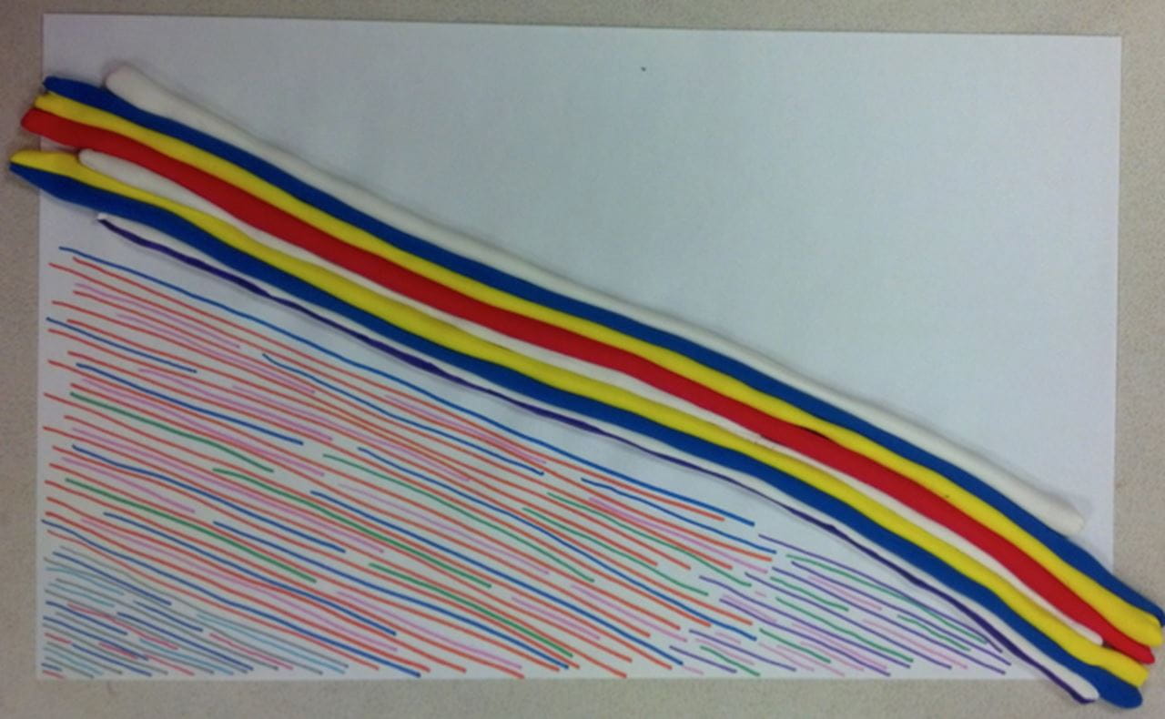 A piece of art created by a study participant using both markers and modeling clay. They said the experience was "therapeutic, relaxing [and] thoughtful." Courtesy of Girija Kaimal.