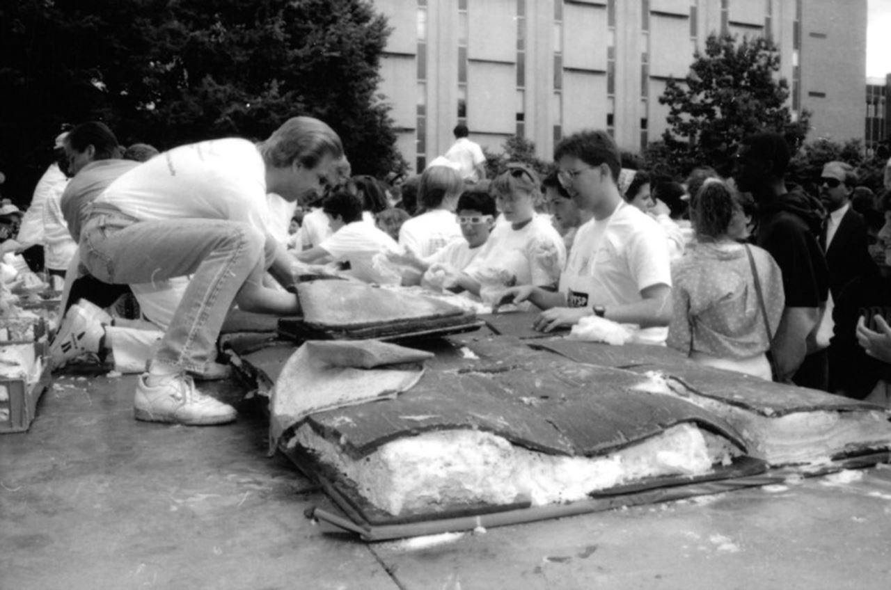 The ice cream sandwich being prepared. Photo courtesy Drexel University Alumni Association. 