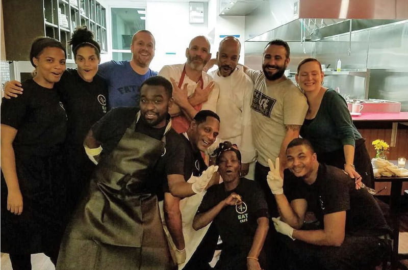 A group shot of the EAT Cafe staff with Marc Vetri.