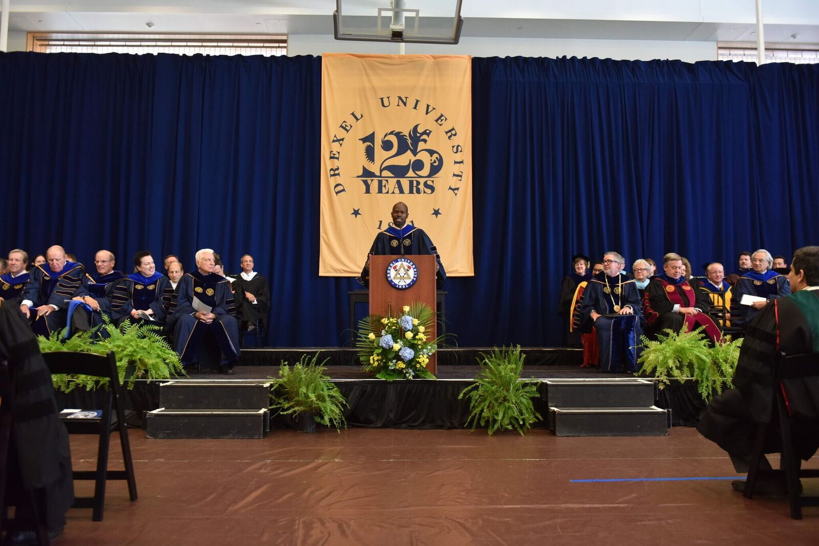 Provost and Executive Vice President for Academic Affairs M. Brian Blake, PhD, addresses the crowd at Convocation.