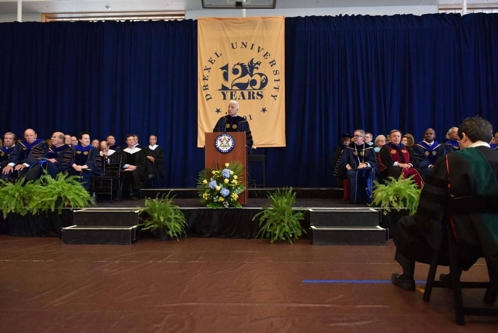 Richard A. Greenawalt ‘66, chairman of the Drexel Board of Trustees, speaks at Convocation.
