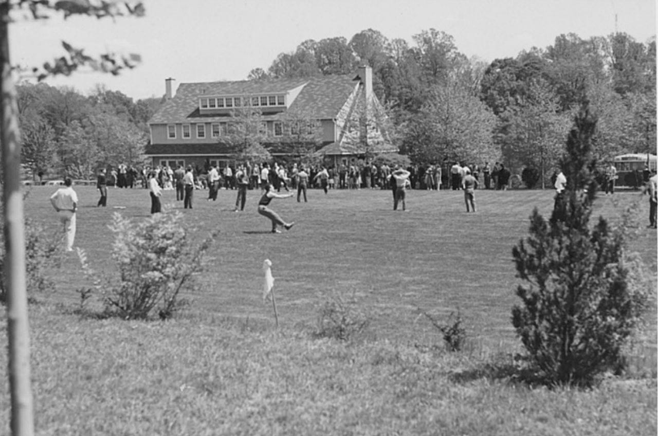Drexel Dragons at the Drexel Lodge for the second Student-Faculty Day on May 3, 1941. Photo courtesy University Archives.