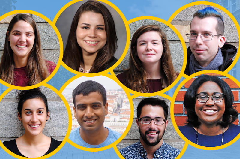 This year's class of Drexel Fulbright awardees. From left to right, top row: Carli Moorhead, Claudia Gutierrez, Emily Lurier and Gregory Niedt. From left to right, bottom row: Kaitlin Thaker, Shawn Joshi, Vaughn Shirey, Wen-kuni Ceant.