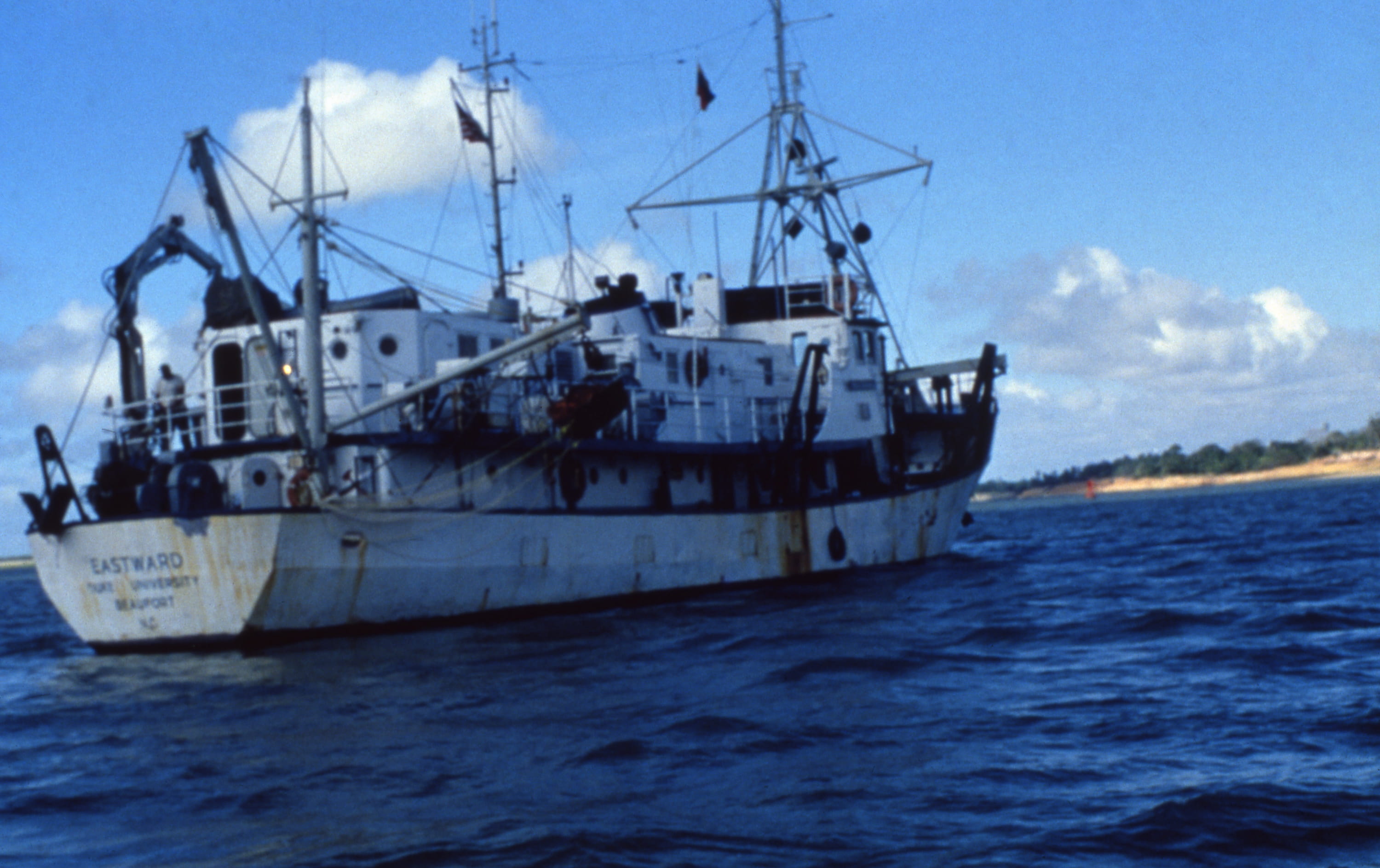 A photo of the RV Eastward on the water.